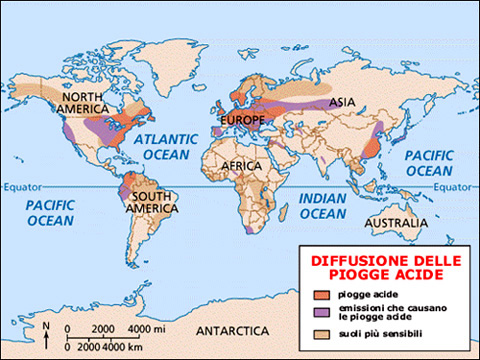 diffusione delle piogge acide